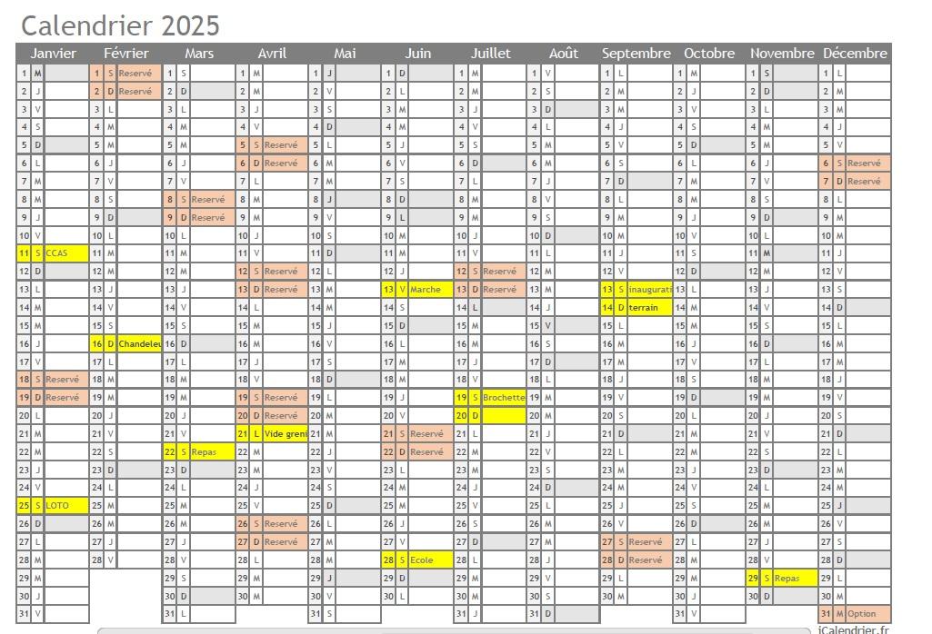 Calendrier 2025