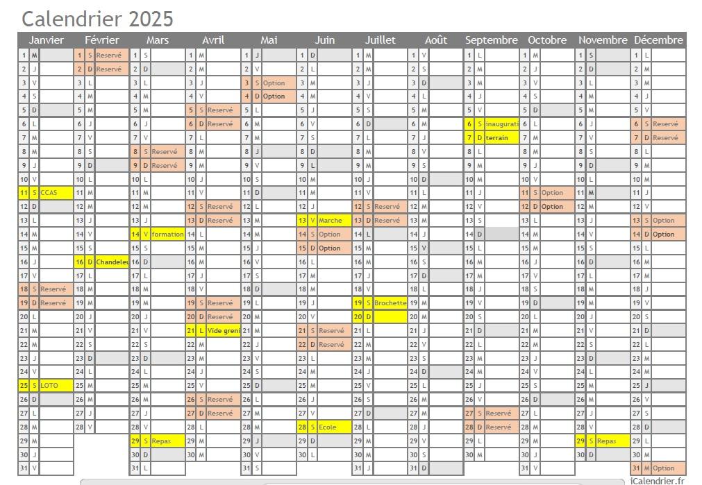 Calendrier 2025